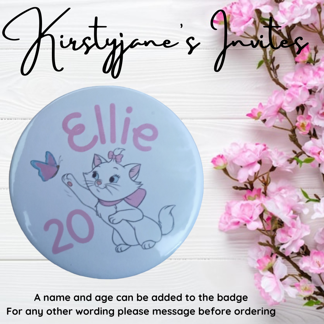 Personalised Disney Aristocats Marie Birthday badge