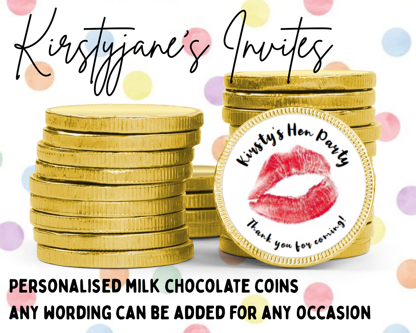 Personalised chocolate coins favours birthday party womens hen night