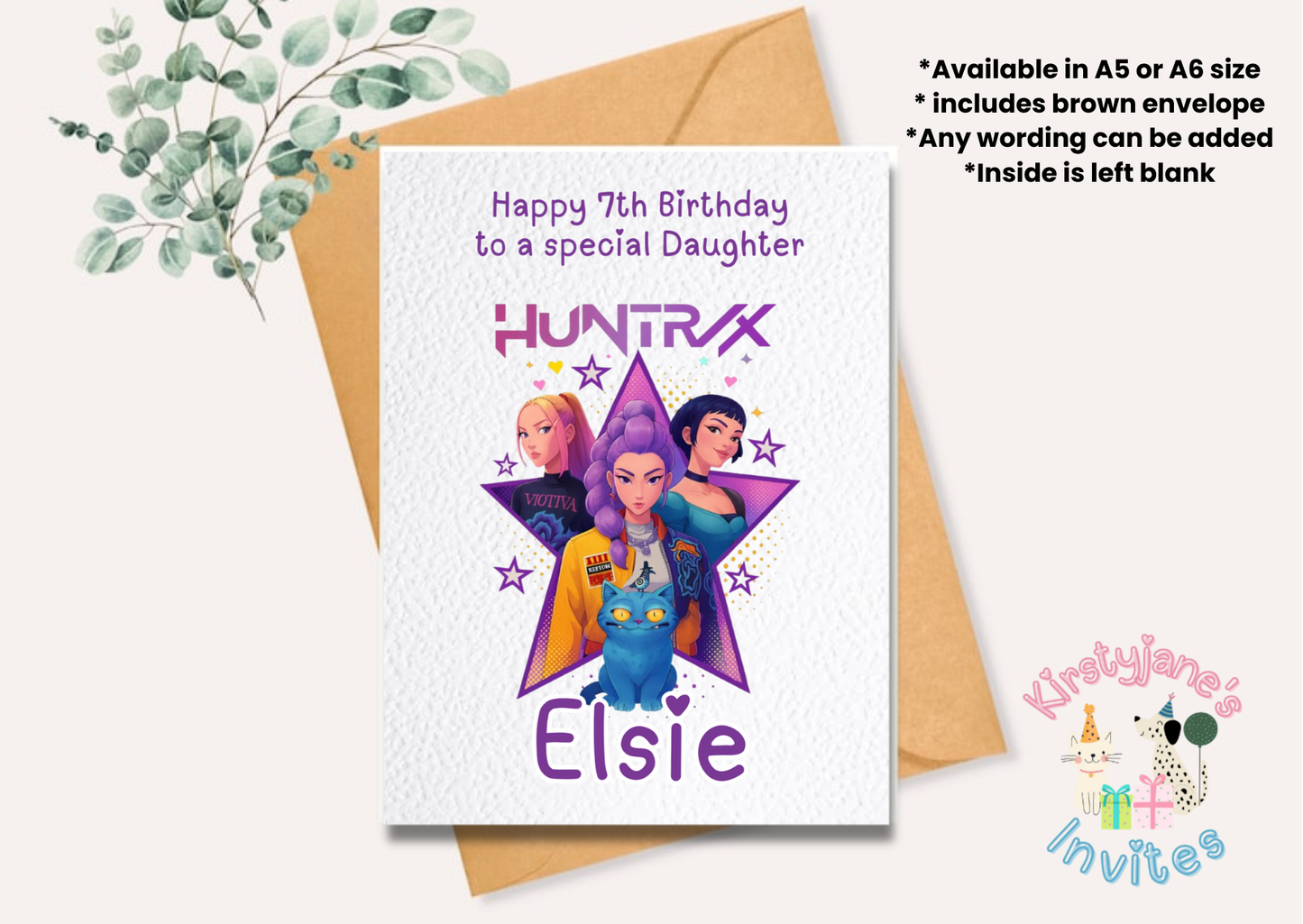 Personalised birthday greetings card Kpop DEMON HUNTERS huntrix