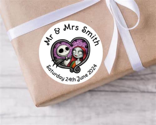 Personalised Wedding Engagement Nightmare Before Christmas Jack Skellington stickers