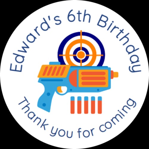 Personalised birthday party nerf wars stickers