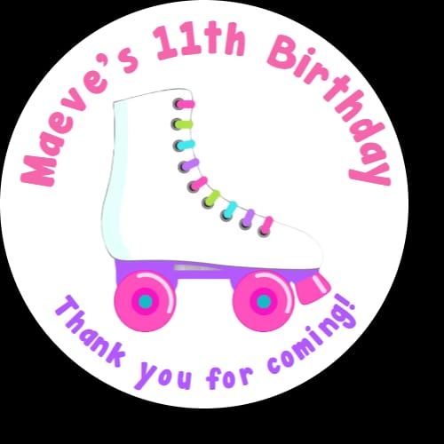 Personalised birthday party roller skating stickers