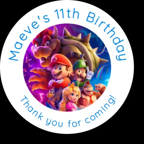 Personalised birthday party Super Mario stickers