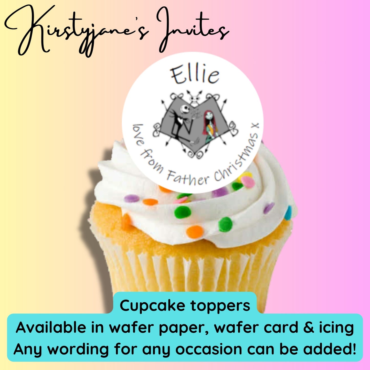 Personalised cupcake toppers Nightmare Before Christmas Jack Skellington