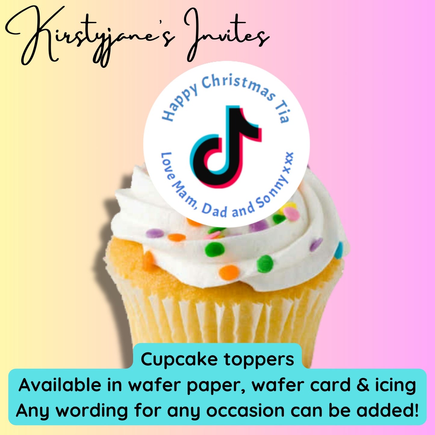 Personalised cupcake toppers TikTok