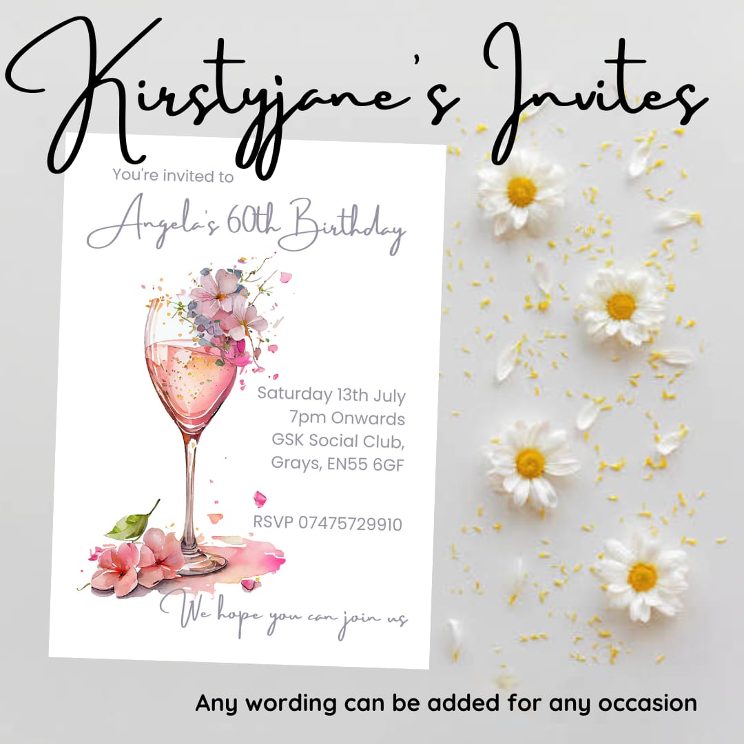 Personalised adults wine ladies birthday party invitations