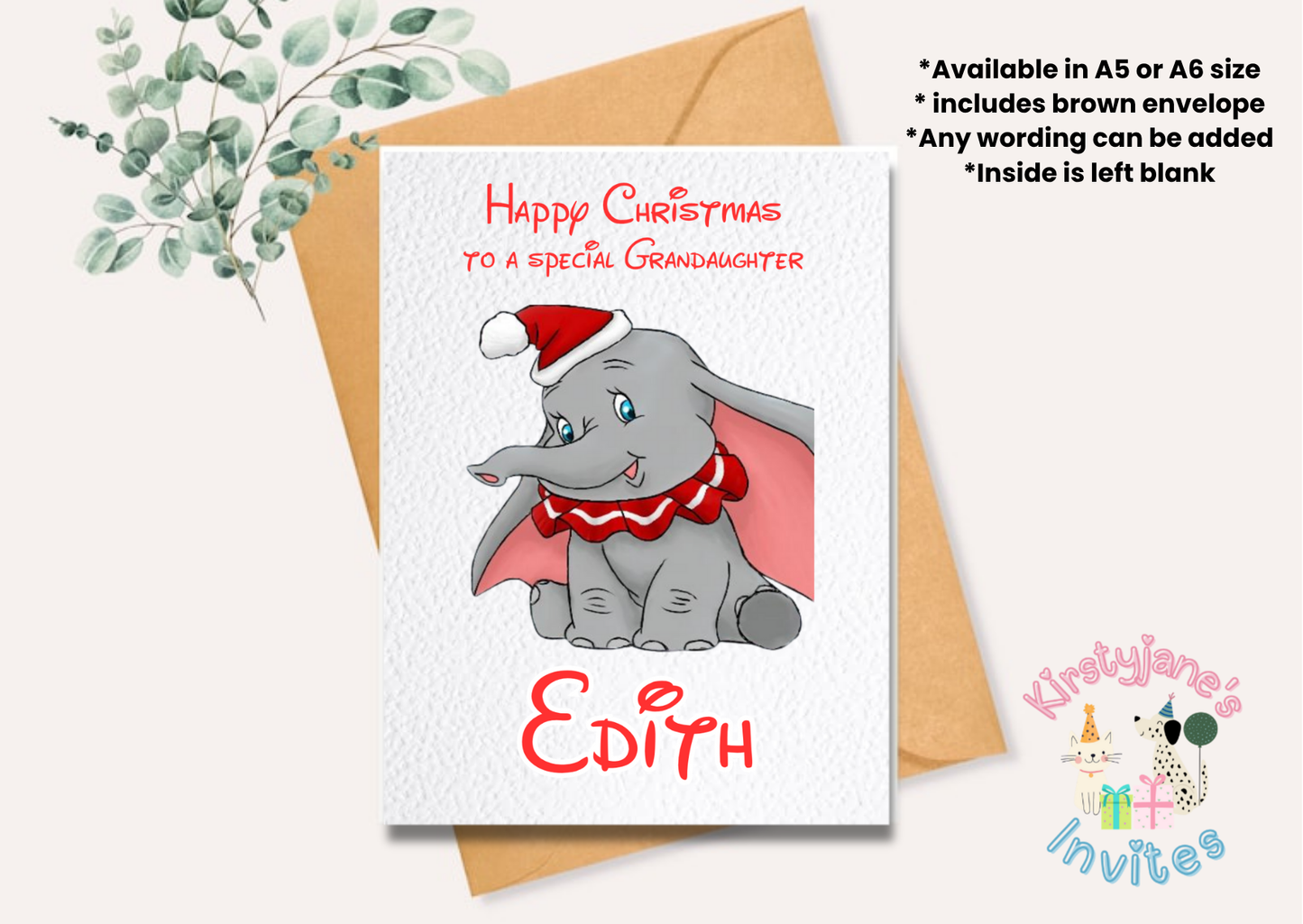 Christmas xmas greetings card Disney Dumbo