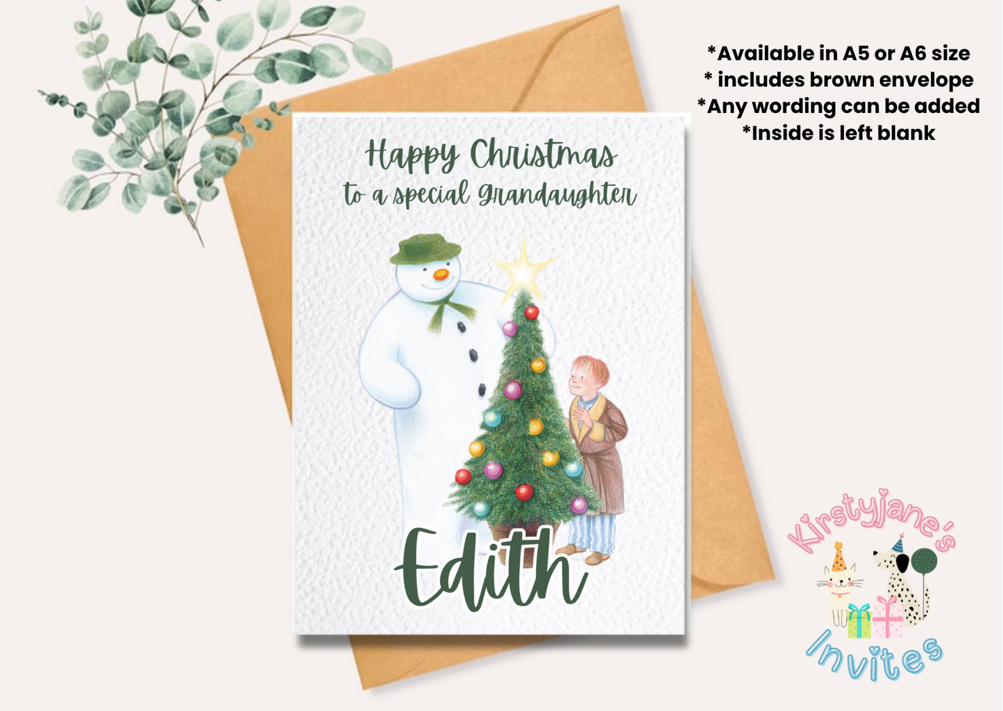 Christmas xmas greetings card The Snowman