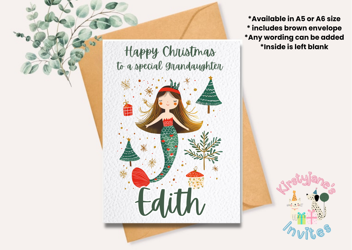 Christmas xmas greetings card Mermaid