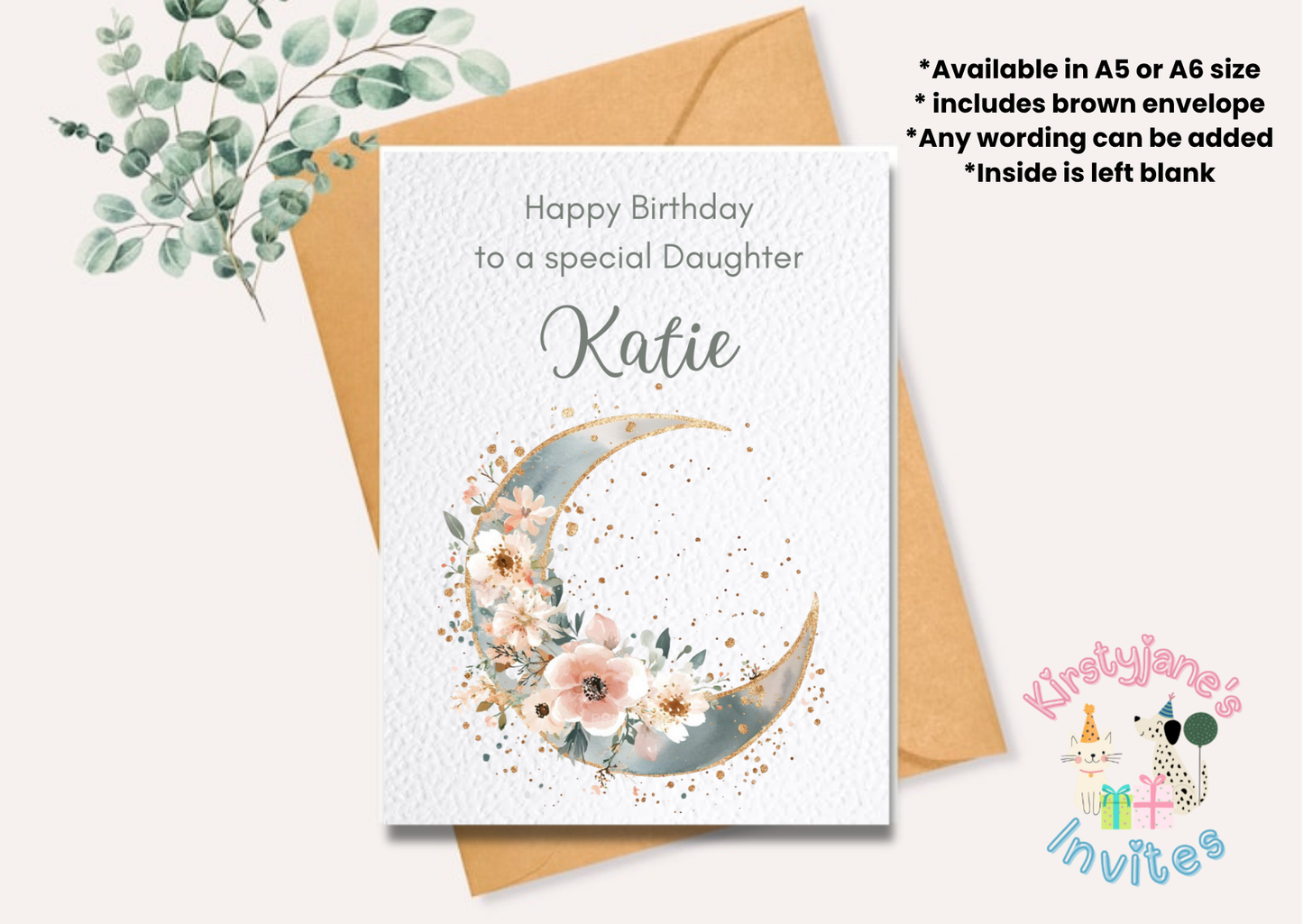 Birthday greetings Card Womens Girls Moon Lunar Phase 18th 21st 30th 40th 50th 60th 70th 80th