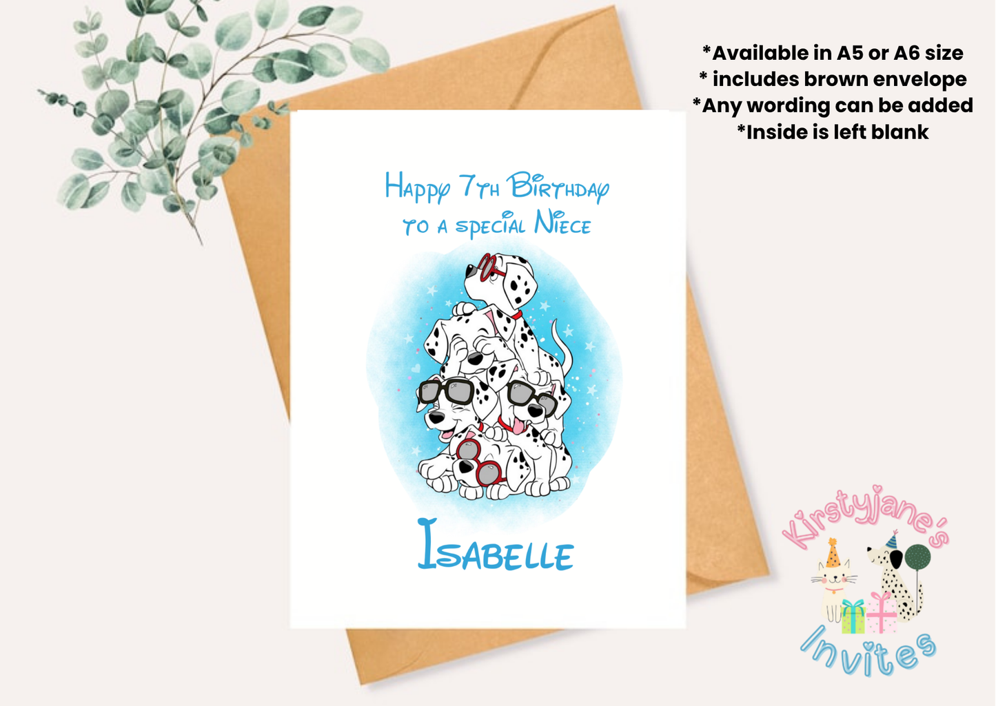 Birthday greetings Card Disney 101 Dalmatians Dog