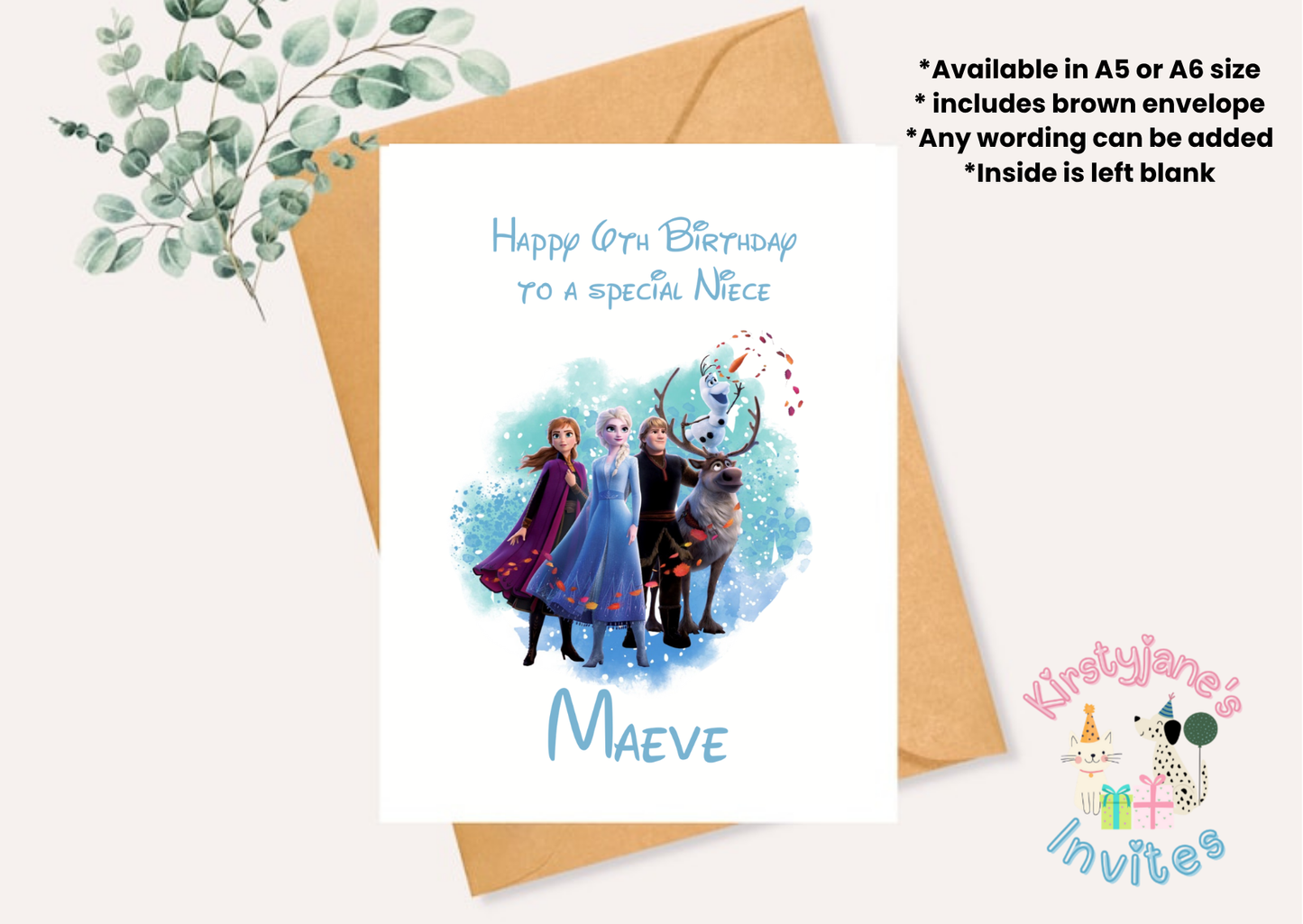 Birthday greetings Card Disney Frozen Ana Elsa