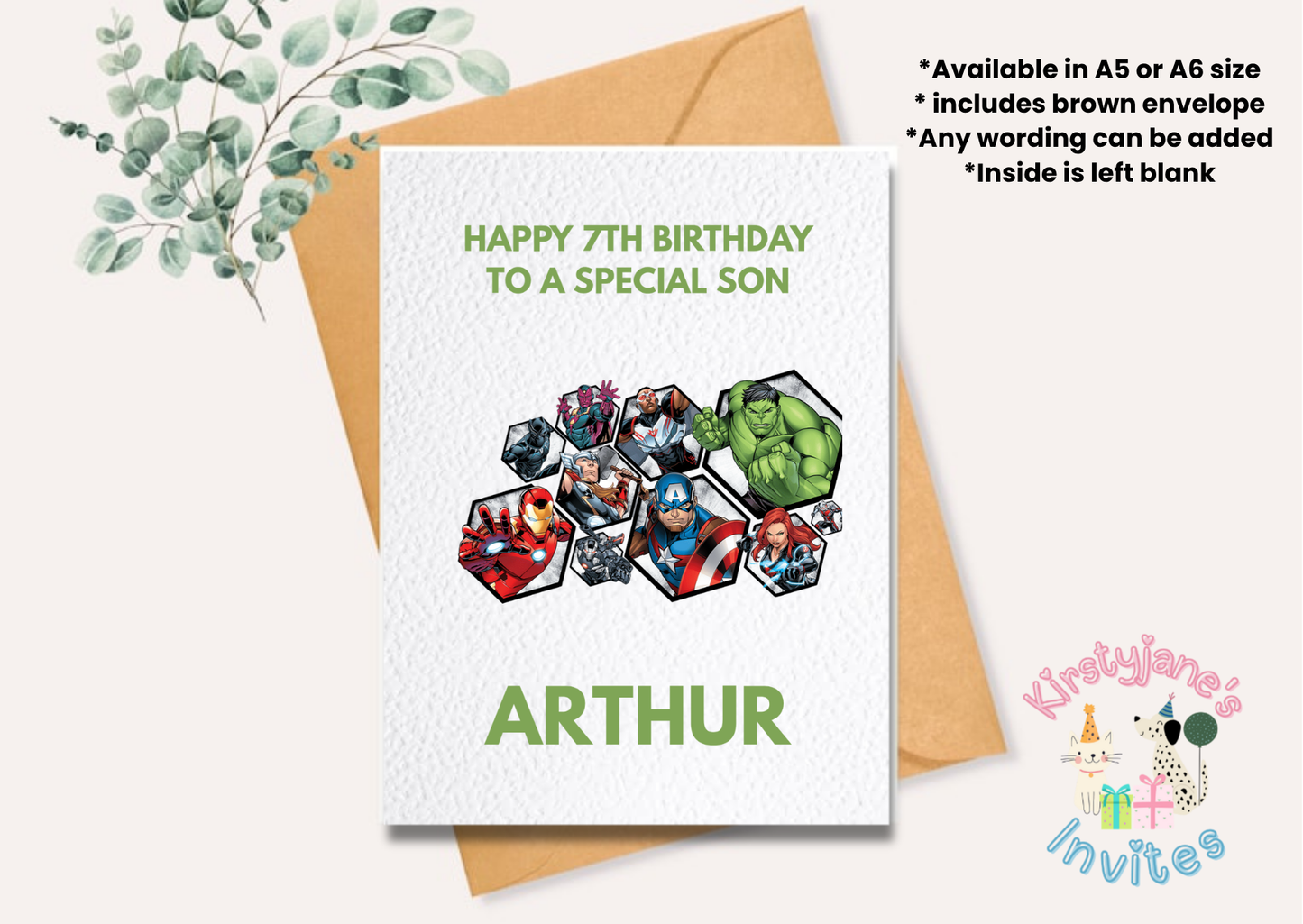 Birthday greetings card Disney Mavel Avengers Hulk Ironman Captain America