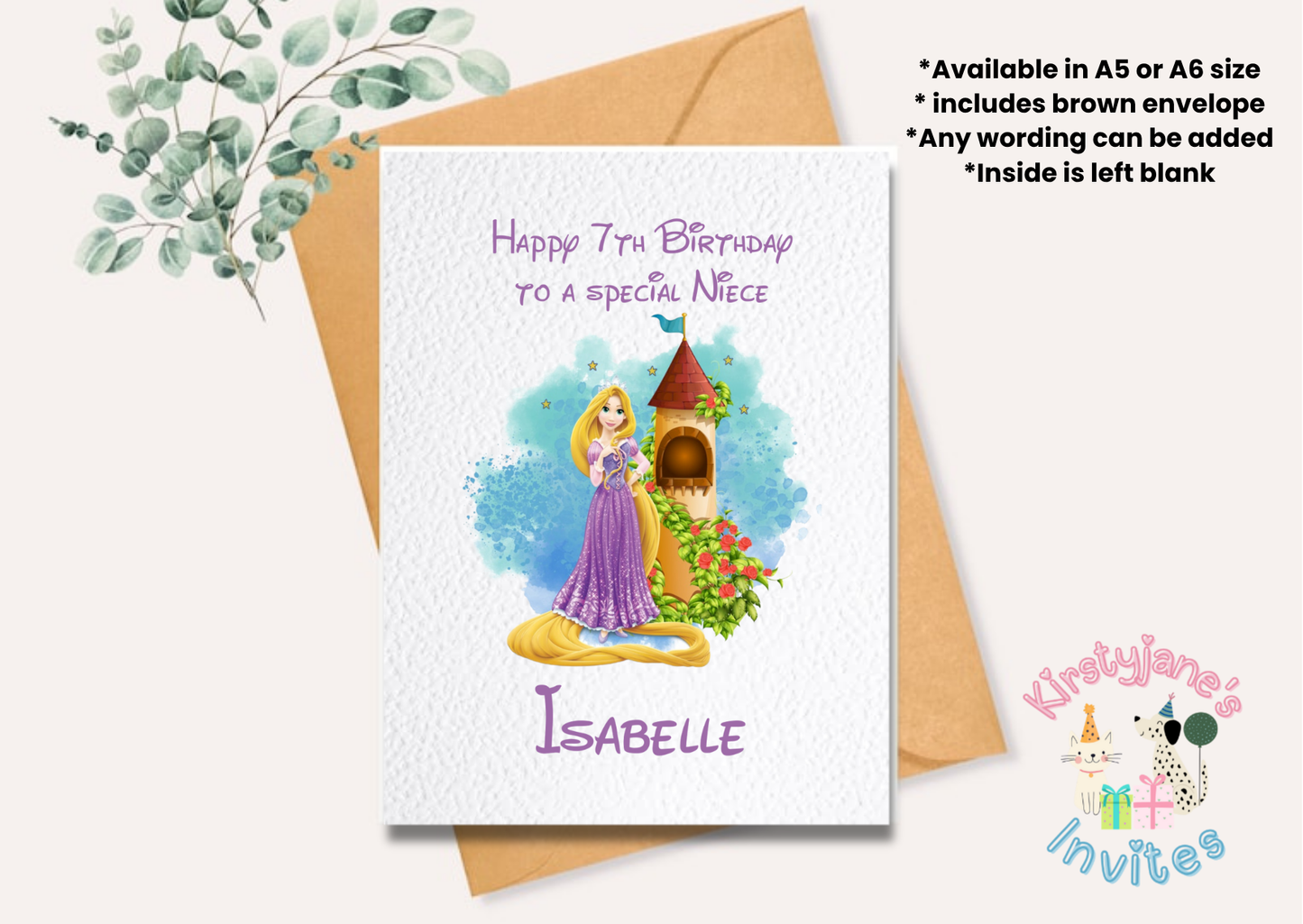 Birthday greetings card Disney Tangled Rapunzel