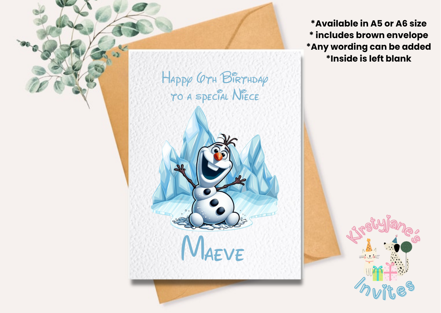 Birthday greetings card Disney Frozen Ana Elsa Olaf