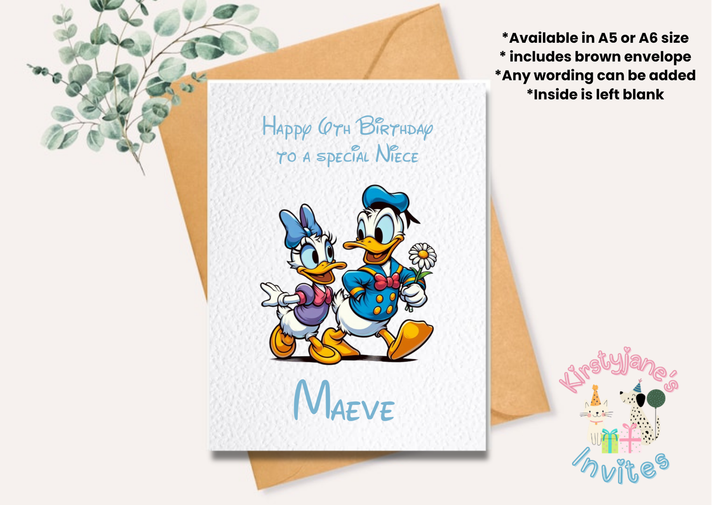 Birthday greetings card Disney Donald & Daisy Duck