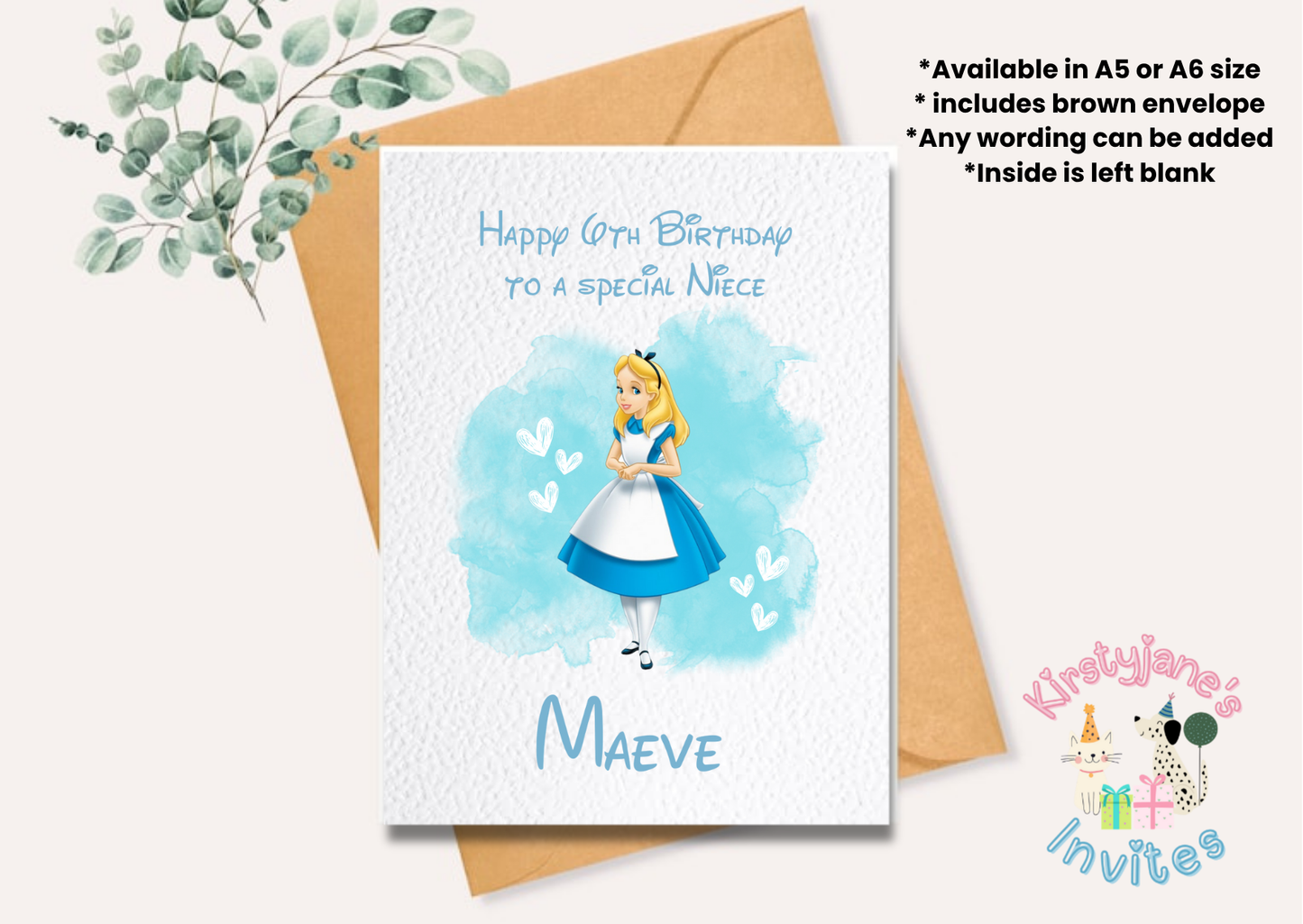 Birthday greetings card Disney Alice in Wonderland