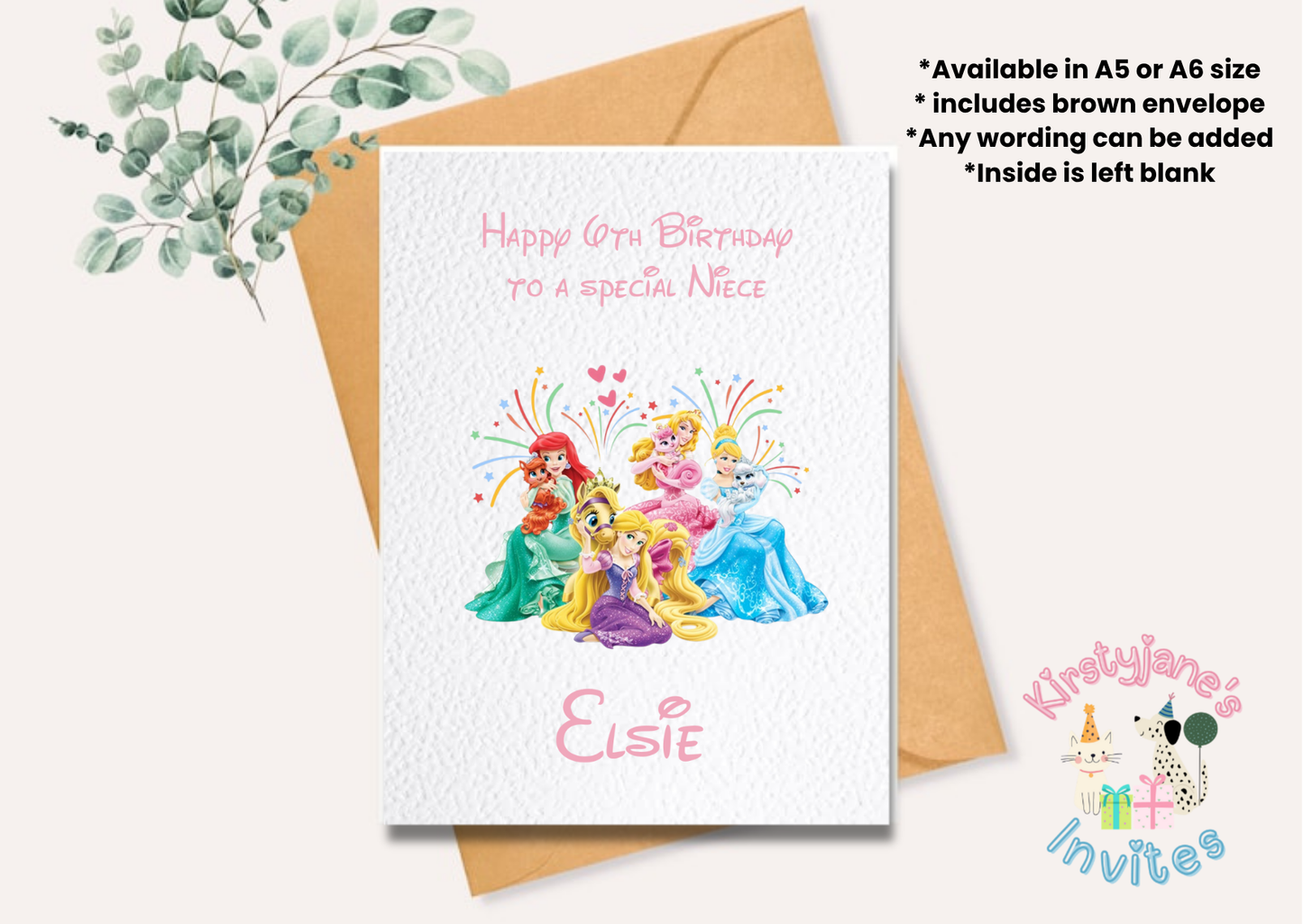 Birthday greetings card Disney Princess