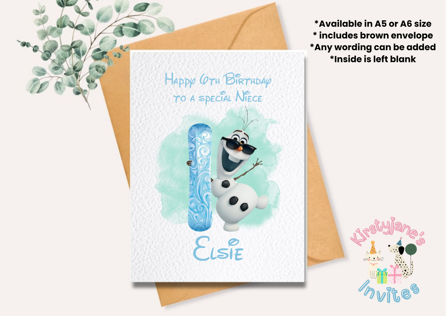 Birthday greetings card Disney Frozen Olaf