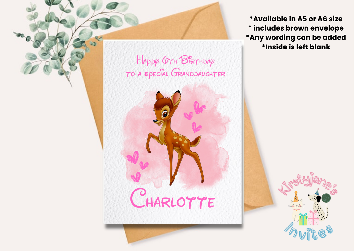 Birthday greetings card Disney Bambi
