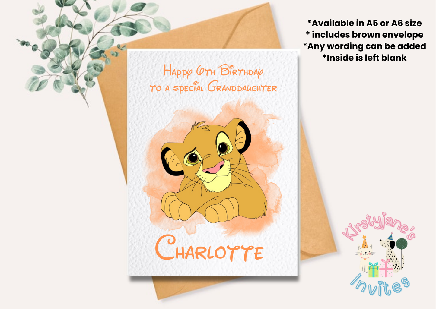 Birthday greetings card Disney Lion King Simba