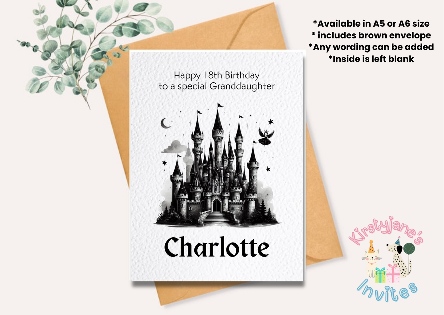Birthday greetings card Goth Gothic Disney Castle