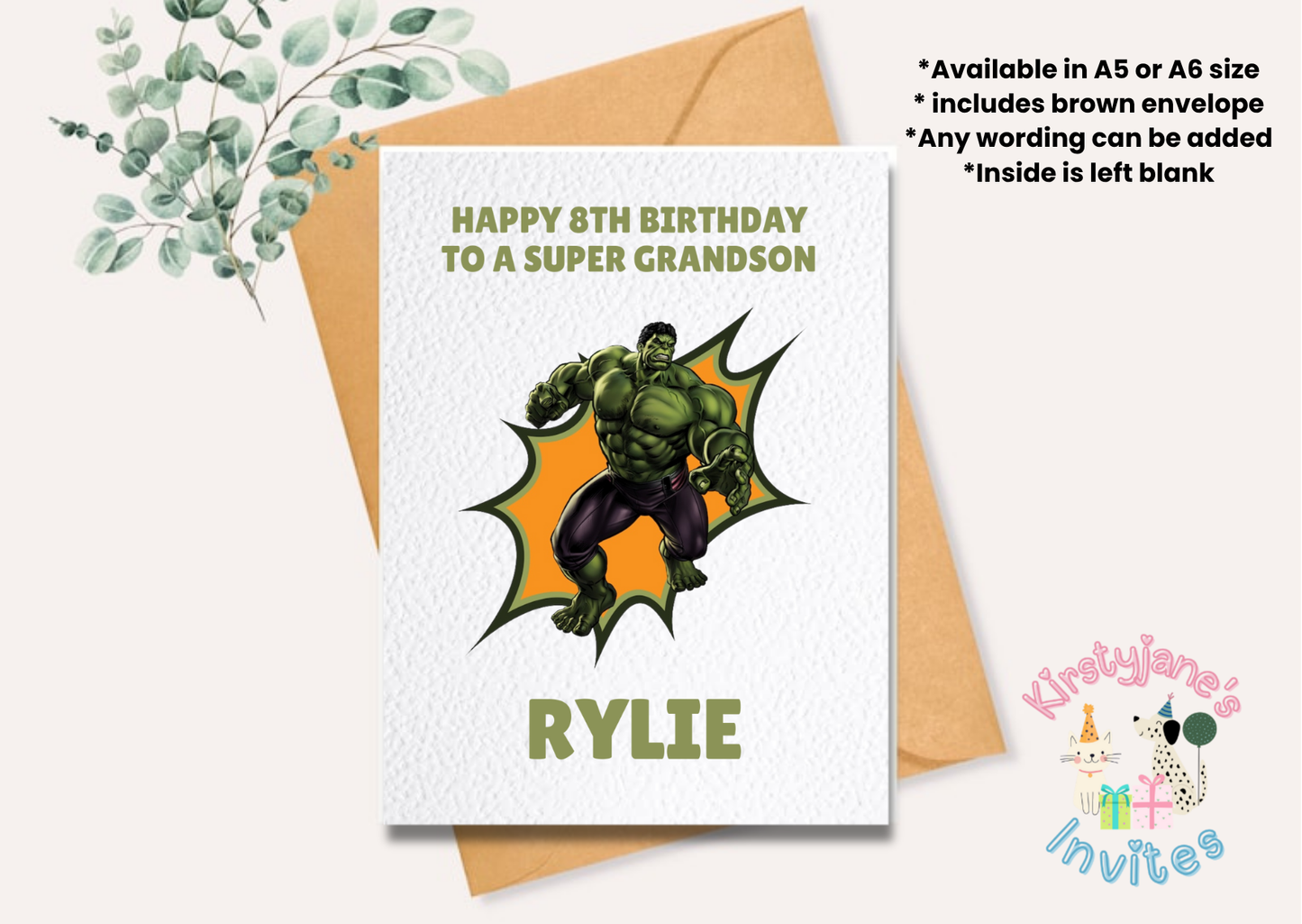 Birthday greetings card Disney Marvel Hulk