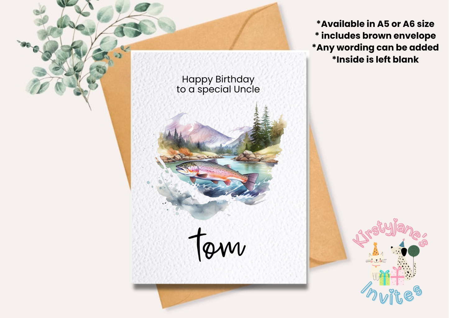 Birthday greetings card mens boys fishing