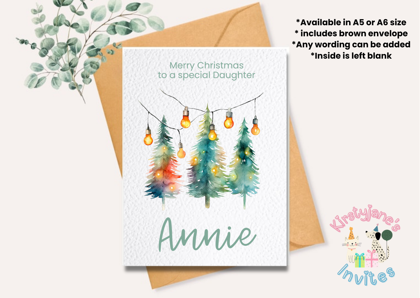 Christmas Xmas Birthday greetings card tree trees lights