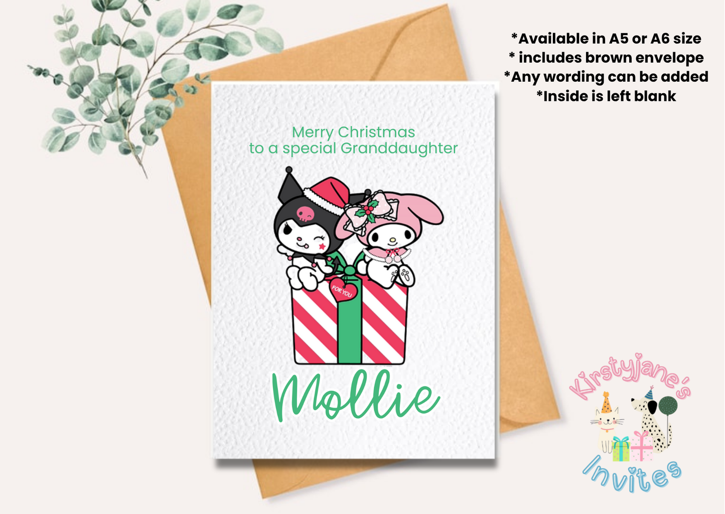 Christmas Xmas Birthday greetings card Hello Kitty Kuromi My Melody
