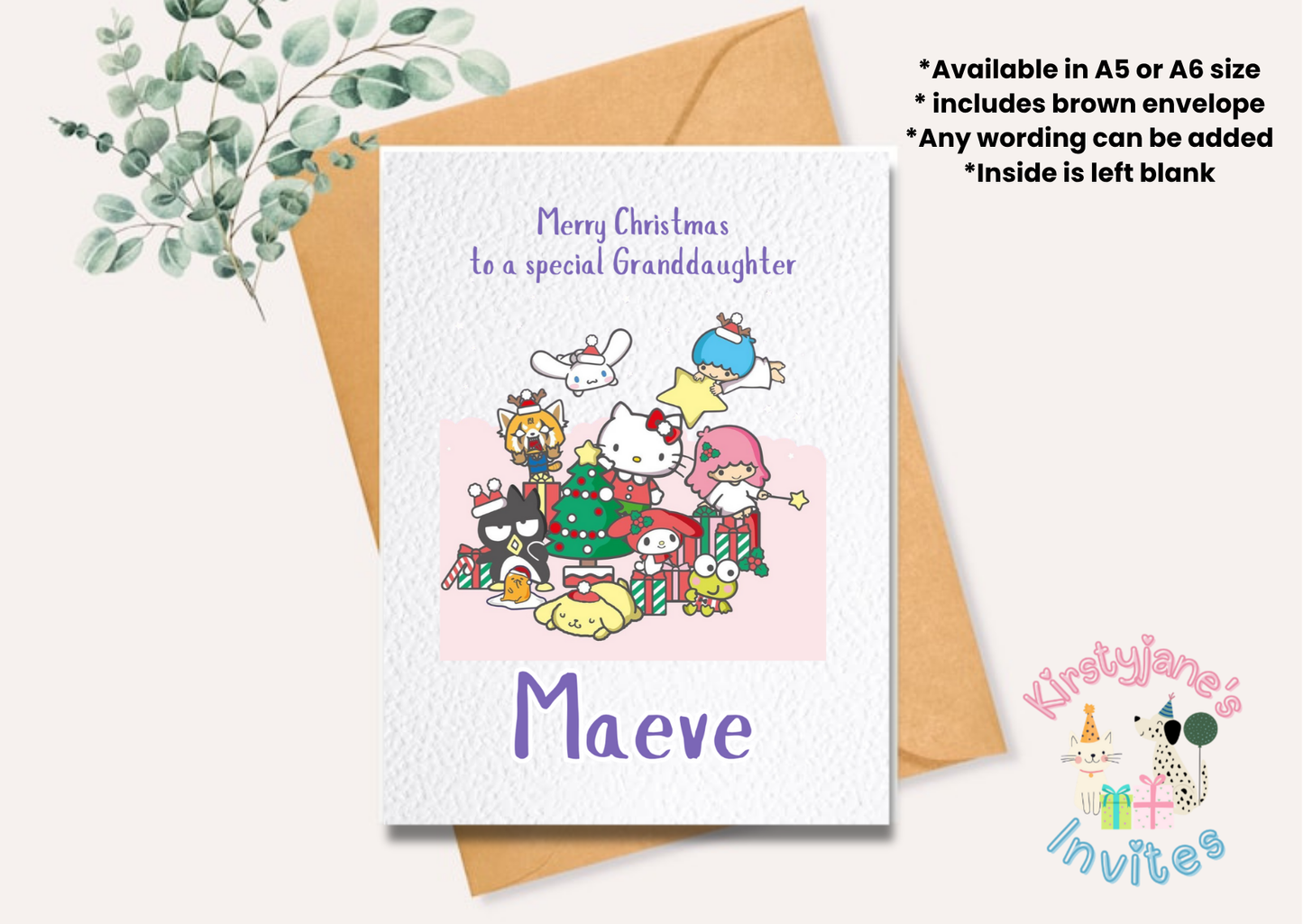 Christmas Xmas Birthday greetings card Hello Kitty Kuromi My Melody
