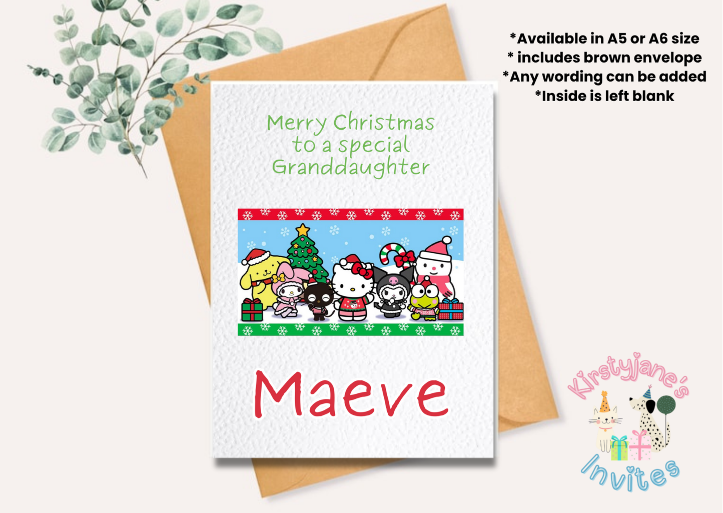 Christmas Xmas Birthday greetings card Hello Kitty Kuromi My Melody