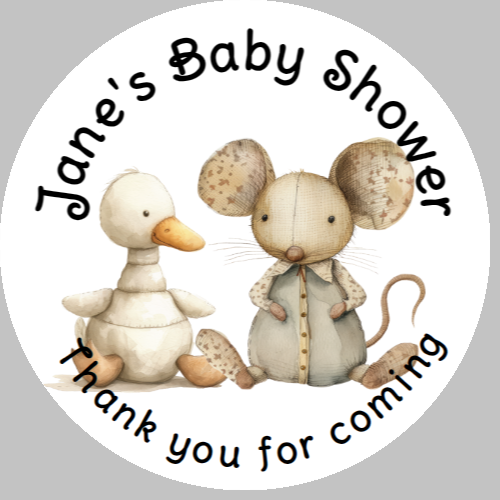 Personalised birthday party baby shower duck mouse stickers