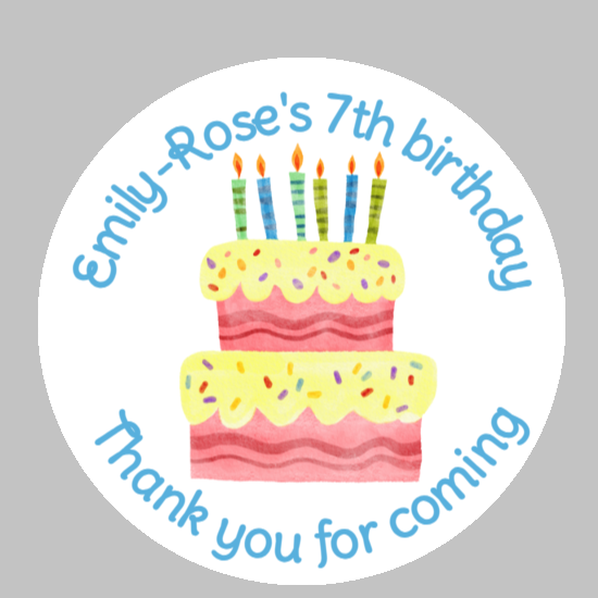 Personalised birthday party cake stickers