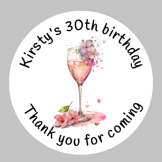 Personalised womens birthday party wine stickers