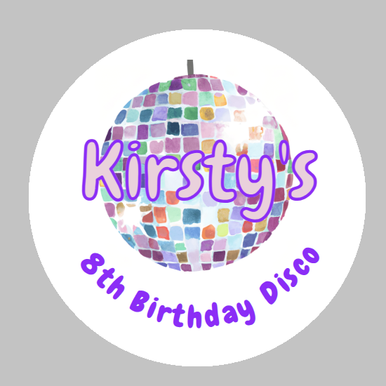 Personalised birthday party disco stickers