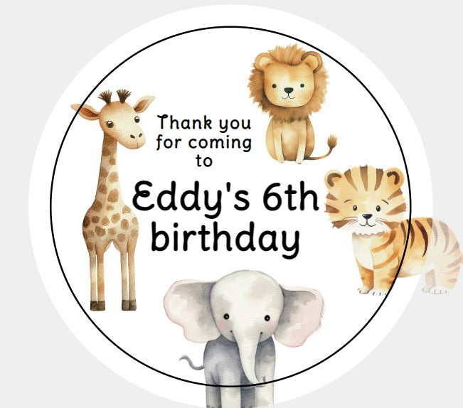 Personalised Christmas Xmas present stickers safari animals