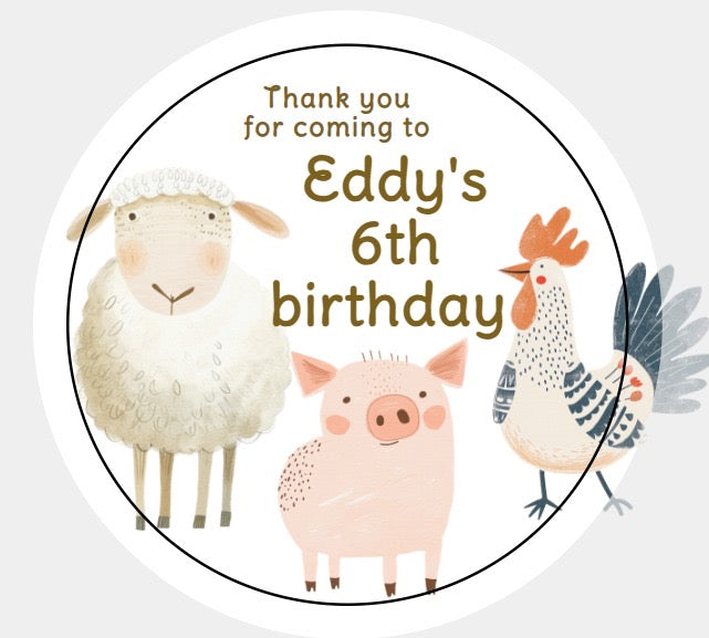 Personalised Christmas Xmas present stickers farmyard animals