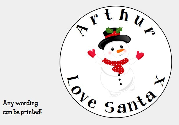 Personalised Christmas Xmas presents stickers snowman