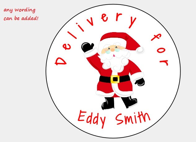 Personalised Christmas Xmas presents stickers Father Christmas Santa