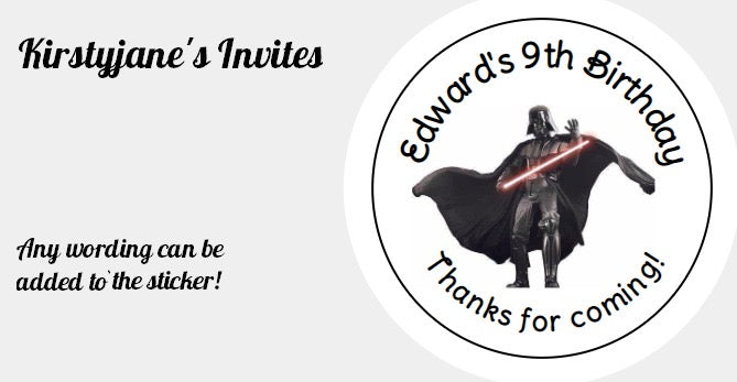 Personalised Christmas Xmas present stickers Star Wars Darth Vader