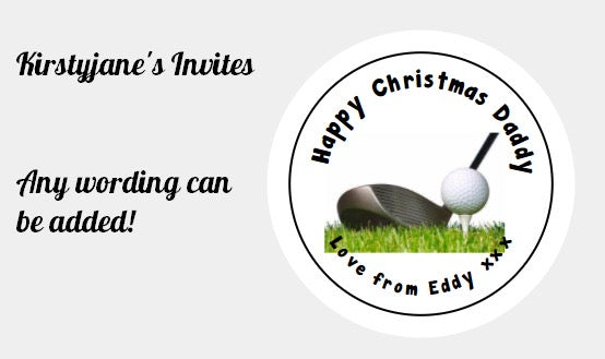 Personalised Christmas Xmas present stickers golf