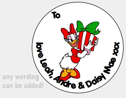 Personalised Christmas Xmas present stickers Daisy Duck Disney