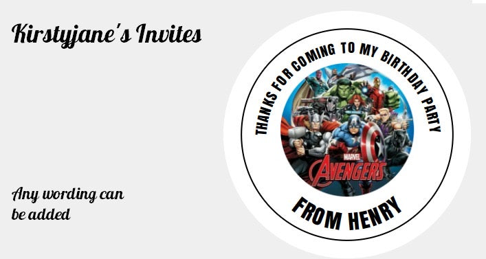Personalised Christmas Xmas present stickers Avengers