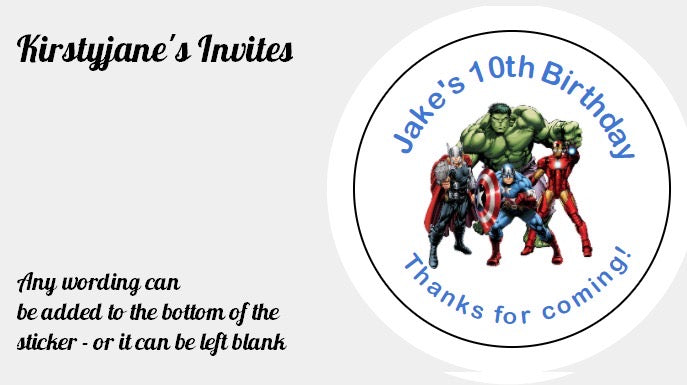 Personalised Christmas Xmas present stickers Avengers