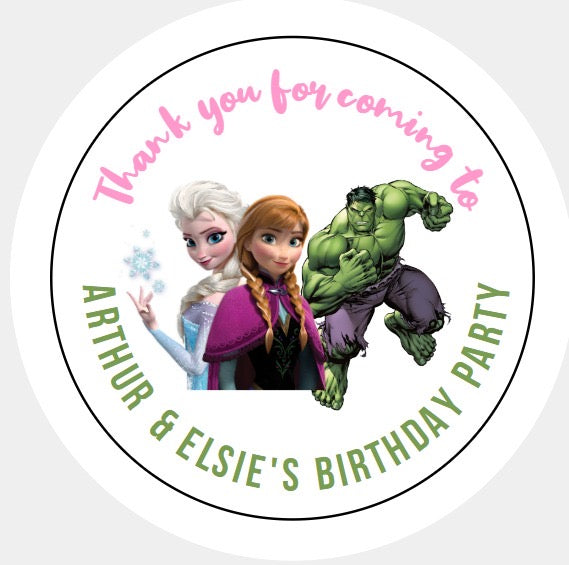 Personalised Christmas Xmas present stickers frozen hulk