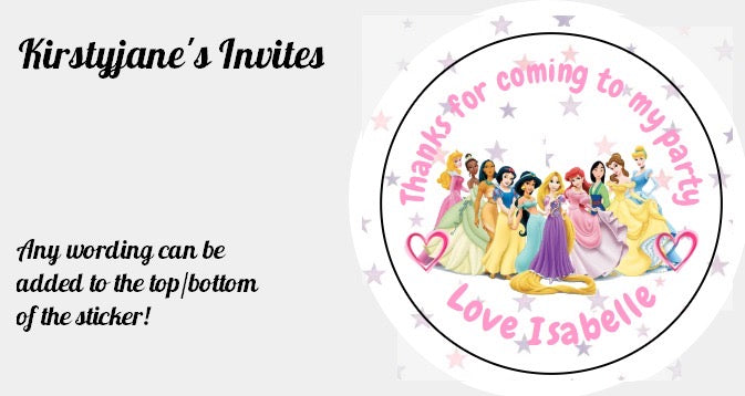 Personalised Disney princess Christmas Xmas present stickers