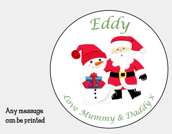 Personalised Christmas Xmas presents stickers snowman Father Christmas