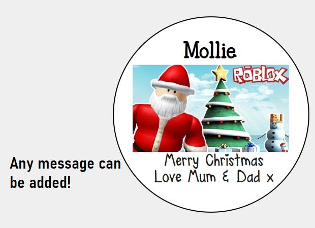 Personalised Christmas Xmas presents stickers Father Christmas Roblox
