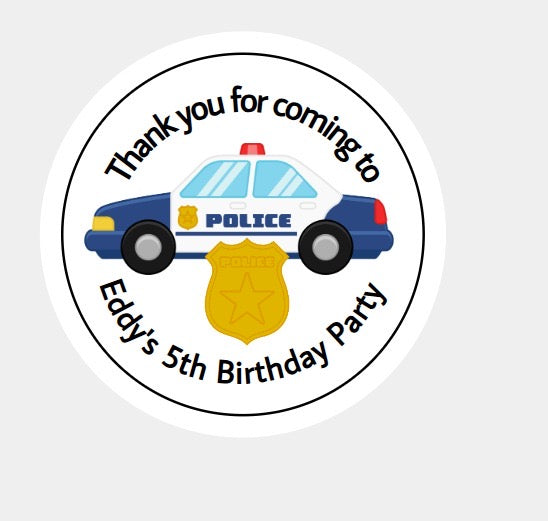 Personalised Christmas Xmas present stickers police car